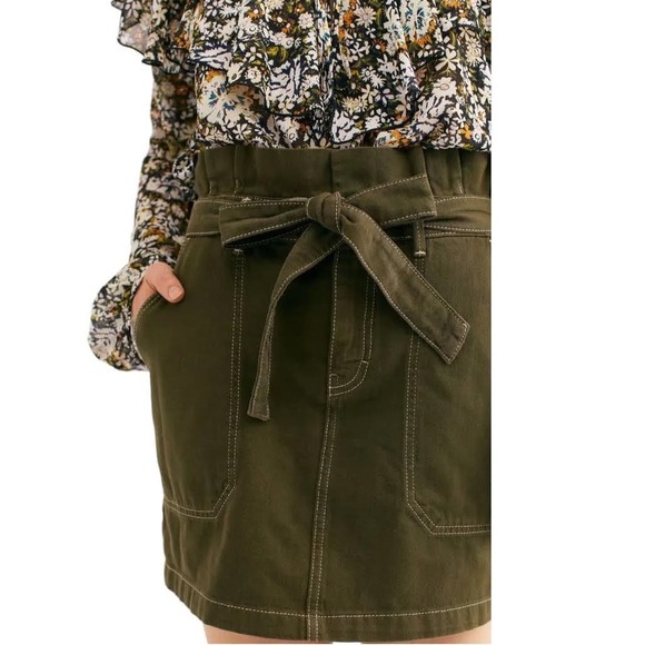 Free People Mini Skirt Splendor in the Grass Size 10 Cotton/Lyocell Blend - Picture 4 of 11